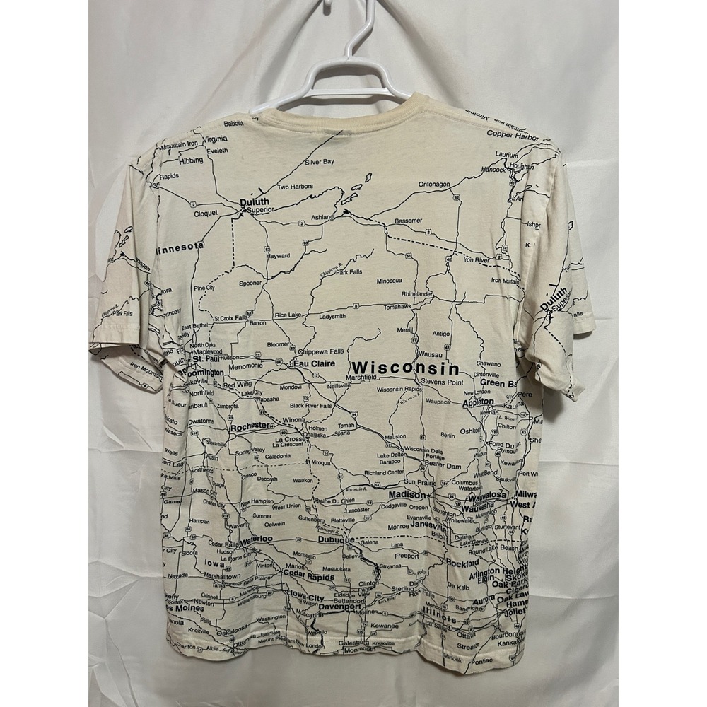 State of Mine Mens Wisconsin Map T-Shirt Large Cream All Over Print Cheese Tee - Picture 2 of 5